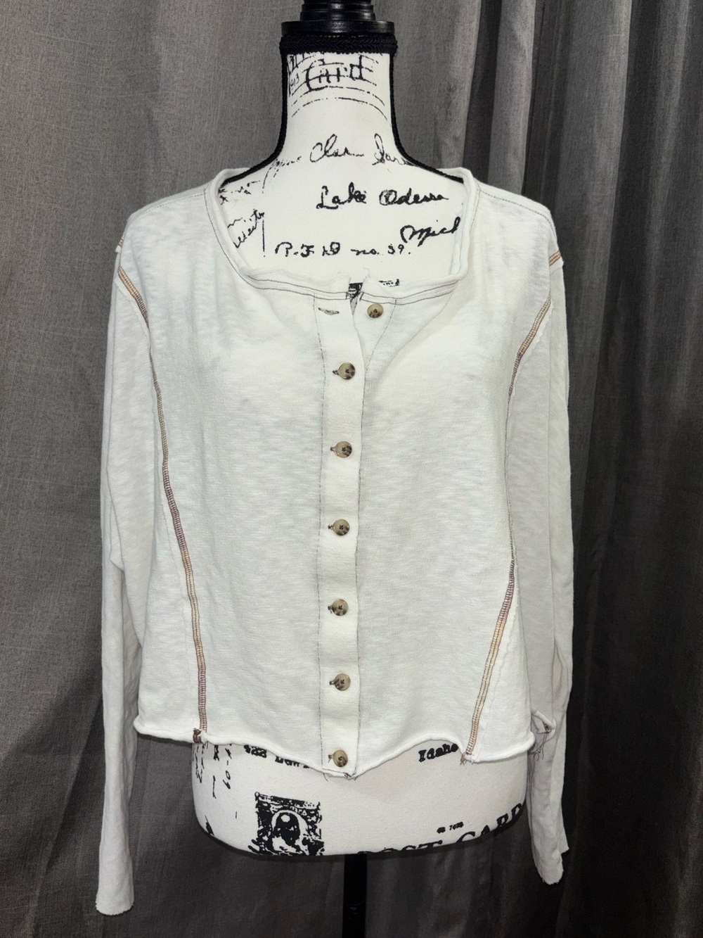 Gilded Intent Large White Button-Front Long Sleeve Top